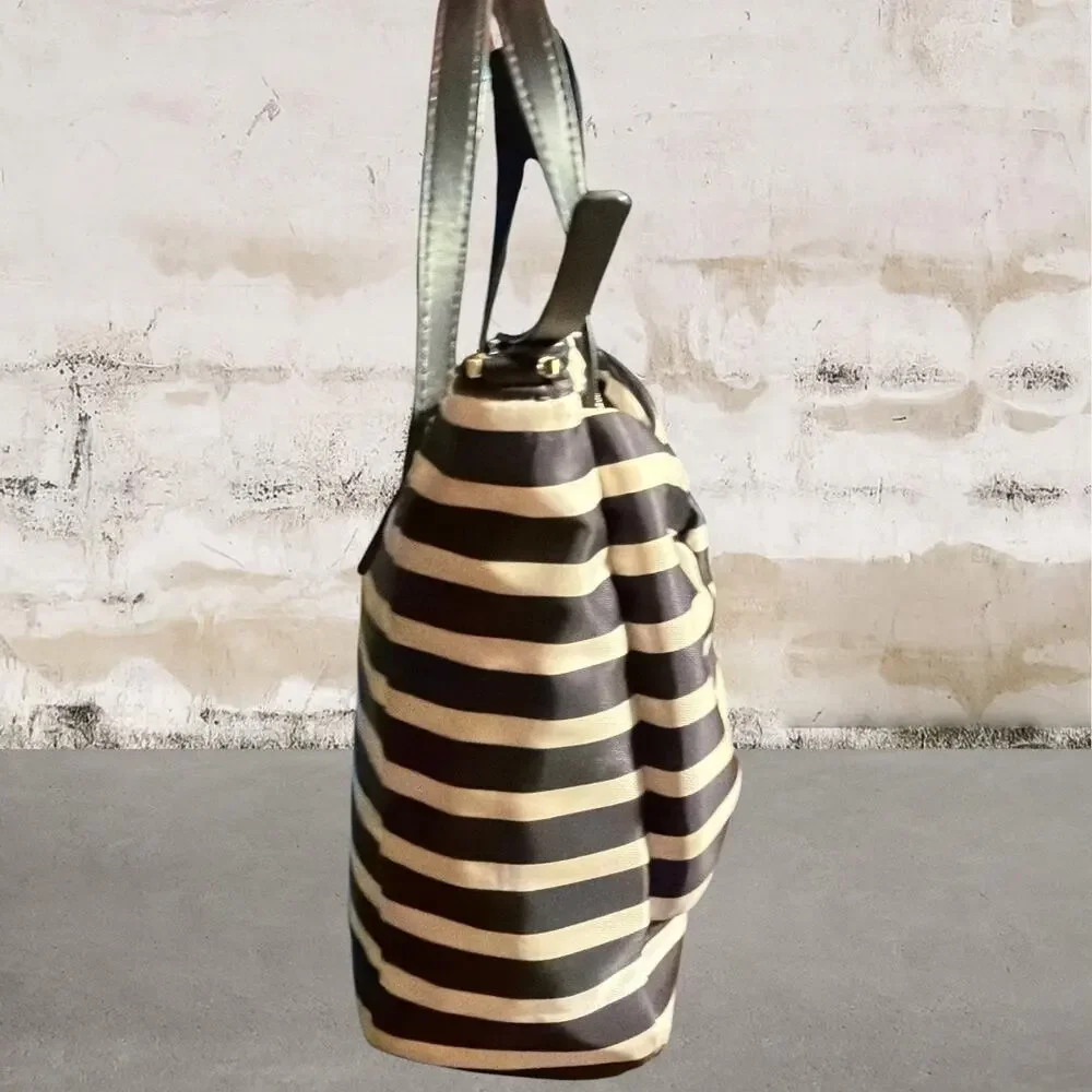 Kate Spade STORYBOOK Black & White Striped Bow-Front Tote Bag